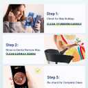KAUGIC Ear Wax Removal - One-Hand Manual Ear Cleaner with Camera, 7 PCS Ear Spoons, Safe Ear Irrigation Kit for Adults, FSA-HSA-Eligible (Black)