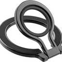 Slim Magnetic Phone Ring Holder for Magsafe, Lightweight Phone Finger Snap Grip Kickstand Accessories Compatible with iPhone Pixel, Portable Mini Phone Stand Works with Magnetic Car Mount (Black)