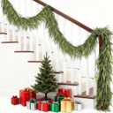 6ft Christmas Norfolk Pine Garland, 2Pcs Artificial Christmas Greenery Garland for Mantel Fireplace Table Wall Stair Window Outdoor Indoor Holiday Decorations 2pcs