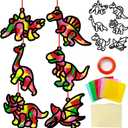 Qyeahkj 36 Set Dinosaur Suncatchers Crafts for Kids DIY Dinosaur Tissue Paper Crafts Window Stained Glass Effect Dino Hanging Decor School Home Creative Activity Art Projects Birthday Party Favor Gift