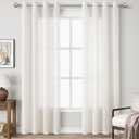 Nanspring Cream Linen Curtains 84 Inches Length for Living Room 2 Panels Set Grommet Light Filtering Gauze Window Sheer Curtain Modern Rustic Farmhouse Burlap Look Textured Semi Sheer Drapes 52x84