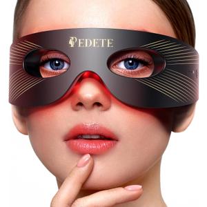 Pedete Red Light Therapy for Eyes, 3 Modes Under-Eye Red Light Eye Mask, Eye Massager for Fine Lines Eye Bags and Dark Circles for Men Women(Black)