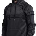 Weixu Men Medieval Knight Hoodie Armor Sweatshirt Pullover Hooded Jacket Coat Halloween Costume (Black, L)