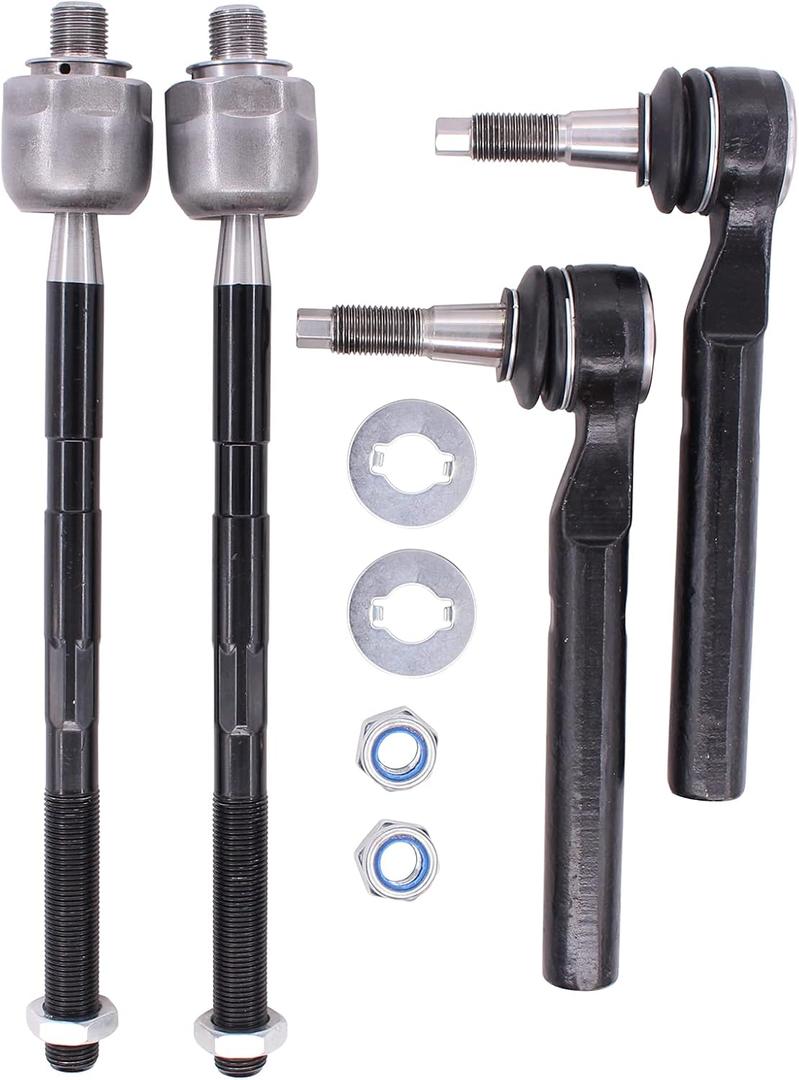 NewYall Inner Outer Front Left and Right Suspension Tie Rod End Kit for Hummer H3 2007-2010, H3 with 16mm Thread Tie Rods 2006, H3T 2009-2010