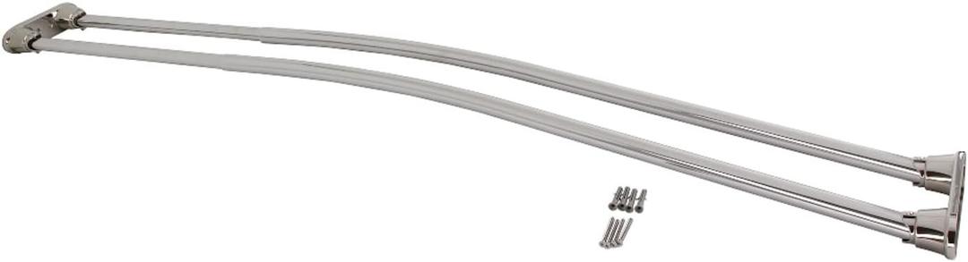 Kingston Brass CCD2176 Edenscape Stainless Steel Adjustable Double Curved Shower Curtain Rod, 60"~ 72" (L) x 6-9/16" (W) x 1-7/8" (H), Polished Nickel