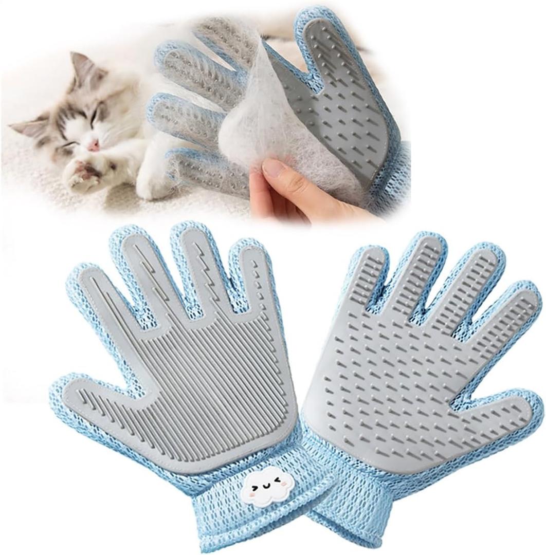 2 in 1 Pet Grooming Gloves for Dogs & Cats, Pet Fur Remover Glove, Grooming Brush for Shedding, Massage, Hair Remover Mitt, Fur Cleaner for Couch, Clothes, Carpet - 1 Piece