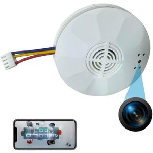 4K Ultra WiFi Hidden Camera, Smoke Detector Shaped Cameras with Clear Night Vision, 800mAh Rechargerable Battery,Video Recording, with Wired 120V AC Connector Home Security Cam (9120 Model) (White)