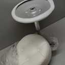 LUE BONA Adjustable Vanity Stool, 360 Swivel Chair for Makeup Room, White Faux Leather Stool for Bathroom & Living Room