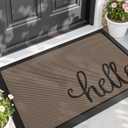 LUMI Outside Welcome Door Mat 24x36, Non Slip Durable Rubber Entrance Doormat, Low Profile Easy Clean Mats for Front Back Door Entryway Porch Garage, Hello