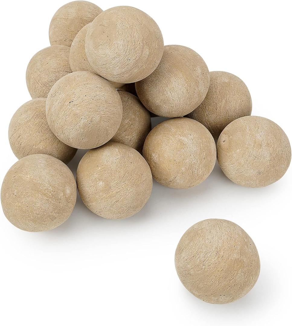 Stanbroil Ceramic Fire Balls - 3 Round Fire Stones for Fire Pit Fire Bowl and Fireplace - Set of 15, Beige