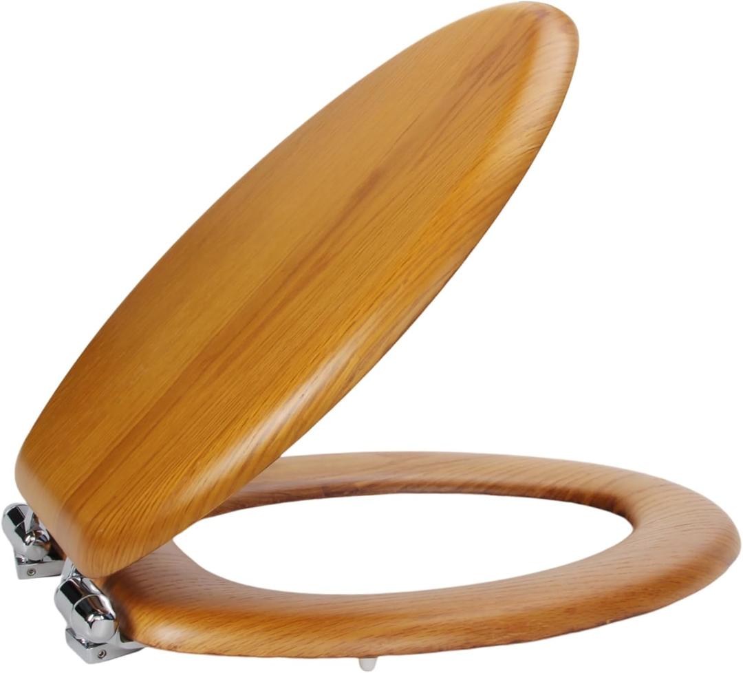 Dalton Toilet Seat Elongated Soft Close  Honey Oak Oval Standard Wood Toilet Seat for Bathroom  Design House, 544270