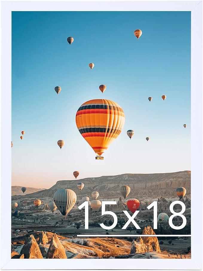 15x18 Picture Frame - White, Horizontal & Vertical Formats for Wall Hanging, 15 x 18 Gallery Frame for Photos & Posters, Pack of 4