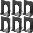 MaxGear 8.5 in Extra Large Heavy Duty Metal Book Ends, Classic Black Premium Bookends for Shelves, Non-Skid Bookend, Book Stopper for Books/Movies/CDs/Games, 8.5 x 5.9 x 7.8 in,3 Pairs