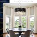 A AXILIXI Modern Crystal Chandelier Black Round Chandelier for Dining Room, Drum Pendant Light Fixture 7-Light 20” Luxury Ceiling Light Contemporary for Entryway Foyer Bedroom