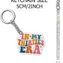In My Thirties Era Keychain Funny Quote Gifts for 30th Birthday Women Friends Coworker Motivational Inspirational Key Chain Humor Appreciation Keychains Accessories for Car Keys Backpack Bag - 2x2