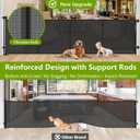 Reinforced 42" Tall Retractable Dog Gate, 155" Extra Long Retractable Baby Gate with Support Rods - Prevent Crawling Under, Indoor/Outdoor Retractable Gate Extra Tall Baby Gate Retractable Fence/Black