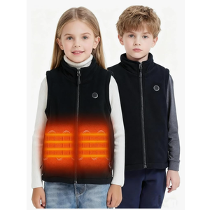 QXOOXQ Kids Heated Fleece Vest – USB Electric Heating Vest with 4 Heating Zones, (Battery Not Included) Small