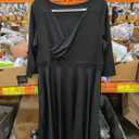 CLOCOR Women's Plus Size Midi Dress 3/4 Sleeve A-Line Swing Dress V Neck Flowy Casual Dresses, XL