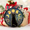 2 x GEEMBI Christmas Black Cat Gifts for Women Men - Suncatcher Christmas Ornaments 2025 for Tree Decorations - Black Cat Ornament for Halloween, Witchy Mystical Gifts for Women, Moon Phase Gothic Decor (Navy - Lunar Cat)