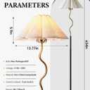 Gold Floor Lamp with Pleated Linen Lampshade, Modern Flower Floor Lamp for Living Room Arc Standing Lamp for Bedroom Office Dining Room