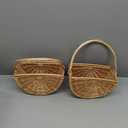 2 Pcs Flower Girl Baskets Half Moon Wicker Rattan Basket with Handle Willow Wedding Baskets for Valentine's Day Wedding Picnic Home Decorations Garden Storage (Light Color)