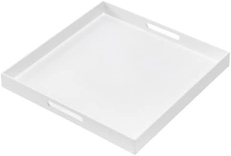 Glossy White Sturdy Acrylic Serving Tray with Handles-24x24Inch-Serving Coffee,Appetizer,Breakfast,Butler-Kitchen Countertop Tray-Makeup Drawer Organizer-Vanity Table,Ottoman Tray-Decorative Glossy White Sturdy Acrylic Serving Tray with Handles-24x24Inch-Serving Coffee,Appetizer,Breakfast,Butler-Kitchen Countertop Tray-Makeup Drawer Organizer-Vanity Table,Ottoman Tray-Decorative