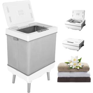 Foldable Towel Warmer & Dryer Bucket, 35L Electric Hot Towel Cabinet for Bathroom, Spa, Salon with Dual Modes (Heat/Dry), Patented Airflow Tech, Delay Start &