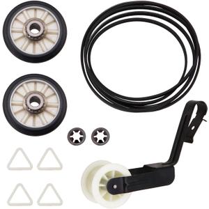 Dryer Repair Kit Replace for Whirlpool WED5050LW0 WED5050LW1 WED5100VQ0 WED5100VQ1 WED5200VQ0 WED5200VQ1 WED5100SQ0 WED5300ST0 - Drum Rollers 14210017, Belt 341241, Idler Pulley 14210023