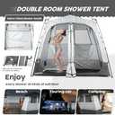 Porayhut Portable Camping Shower Tent Deluxe Changing Room Easy Set Up Privacy Shelter, Large Toilet Tent 2 Rooms with Floor Drain Design for Beach, Camping, Hiking with Stakes and Ropes for Stability