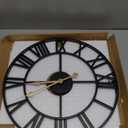 16 Inch Large Outdoor Wall Clock, Black Metal Modern Minimalist Battery Operated Silent Clock for Patio, Pool, Garden, Living Room, Kitchen, Office, Bedroom Decor with Easy to Read Numbers