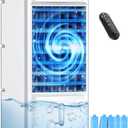 CENSTECH Windowless Air Conditioner with 5 Ice Packs, 3 Modes & 3 Speeds Swamp Cooler Air Conditioner, 12H Timer, 4L Tank for 24H Cooling, Remote, Dual Tank Portable Air Conditioners No Windows Needed