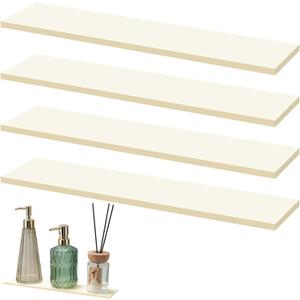 Leinuosen 4 Pcs Beige Medicine Shelves 13 Inch Acrylic Medicine Cabinet Replacement Shelves Suitable for Bathroom Living Room Kitchen Wall Mounted and Hanging Cabinet