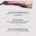 Shark SilkiPro Straight | Wet-to-Dry Hair Straightener + Rapid Blow Dryer | 3 Interchangeable Combs | Ultra-Fast Drying | No Heat Damage | for All Hair Types | Rose Petal | HT400PK