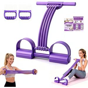 Foot Pedal Resistance Bands with Handles, 8-Tube Adjustable Multifunction Elastic Yoga Exercise Bands, Home Gym Fitness Equipment for Women & Men to Tone Abs, Core, Legs, Arms, Waist