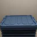 IRIS USA 12 Gallon Eco-Friendly Lockable Storage Bins with Lids, 4 Pack - Made in USA, Heavy Duty, Stackable Containers, Garage Organizing Bins Moving Tubs, Rugged Sturdy Equipment Utility Box - Navy