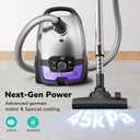 Aspiron Canister Vacuum,1700W/45KPA Bagged Vacuum Cleaner,Easy to Push