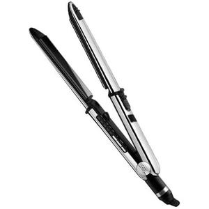 The Prestige Best Hair Straightener 2 in 1 Dual-Use Black & Chrome Professional Titanium Steam Flat Iron and Hair Curler with OEM Titanium Plates for Optional Styling and Performance