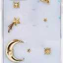 2 x Bonitec Compatible with iPhone 14 Pro Max Case 3D Clear Luxury Moon Star Universe Silicone Bedazzled Sparkly Transparent Glitter Anti-Scratch Non-Slip Protective Fashion for Women and Girls (Gold)