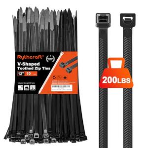 Zip Ties Heavy Duty 12 inch，V-Shaped Toothed Double Sided With 200 LBS Tensile Strength Cable Ties ，Extra Large Wire Ties Adjustable Nylon Tie Wraps for Indoor Outdoor Patented Design（80 Pack Black）