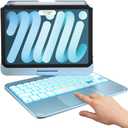 typecase Keyboard Case for iPad Mini 7 (2024) & Mini 6 (2021) - Wireless Case with Keyboard for iPad Mini 7th 6th Generation 8.3" - 10 Colors Backlit Keyboard Cover with Trackpad - Light Blue