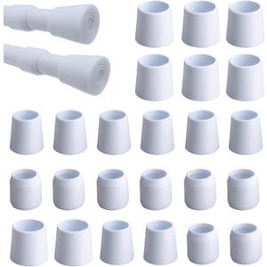 24 PCS 8 Set Rod End Caps for Tension Rods, Anti-Skid Non-Slip Waterproof Covers, Rustproof Protective Caps for 19-22mm Telescopic Poles, 3 Sizes