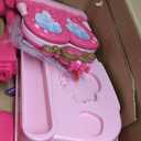 Toddler Vanity Magic Makeup Set Table & Chair Girl Toy Automatically Mirror with Music Light Pink Toys for 2 3 4 Year Old Girl Hair Salon Pretend Play Princess Dress Up Playset Valentine Gift age 3-5