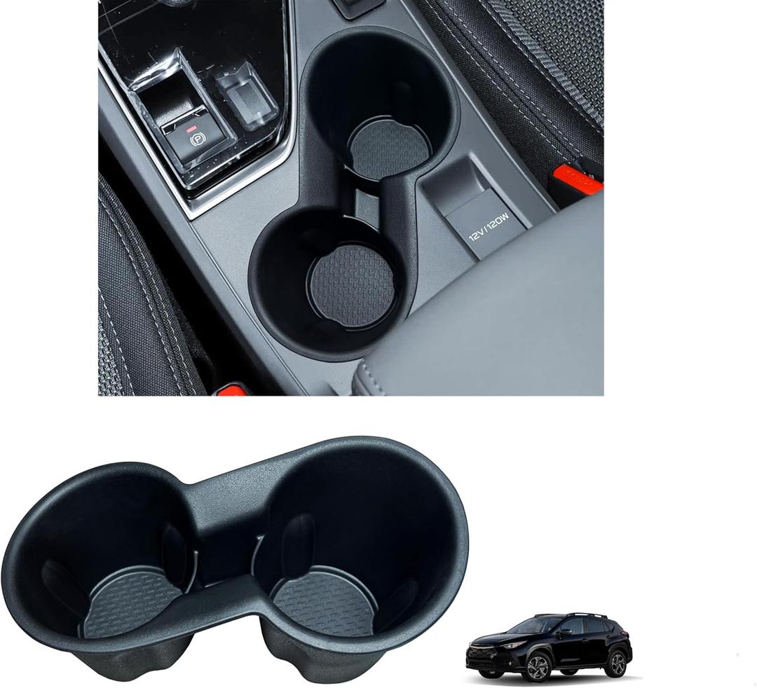 Cup Holder for Crosstrek 2024 2025 2026 Accessories Center Console Front Cup Holder Inserts TPE Durable Drink Holder Organizer for Crosstrek Black