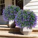 Artificial Lavender Topiary Ball Trees, 2 Set of UV Resistant Fake Evergreen Shrubs Bushes Plants with Ground Spike, Fake Plants for Outdoor Indoor Front Porch Garden