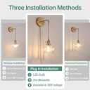 Vintage Wall Sconce Wall Lamp with Clear Tulip Glass Shade Hanging Wall Sconce with 4.9FT Plug in Cord, Modern Wall Lamp Fixtures Decor for Bedside Bedroom Indoor Doorway