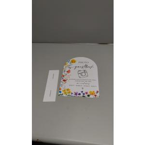 Floral Cards and Gifts Sign, 8 x 11 Inch White Arch Acrylic Wedding Sign with Holder, Wedding Sign for Ceremony and Reception, Wedding Decoration, Wedding Supplies - H01