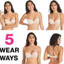 Maidenform Womens Maidenform Strapless Bra, Custom Lift Underwire Bras for Women, Convertible Straps, Supportive (White)