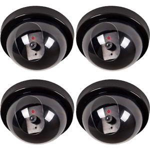 WALI Dummy Fake Security CCTV Dome Camera with Flashing Red LED Light with Security Alert Sticker Decals (SD-4), 4 Packs, Black WALI Dummy Fake Security CCTV Dome Camera with Flashing Red LED Light with Security Alert Sticker Decals (SD-4), 4 Packs, Black