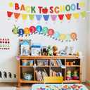 25 PCS Welcome Back to School Banner - Happy 9.78 Feet Pennant Sign Reusable Classroom Decoration with Vibrant Colors & Durable Material for First Day Kindergarten Preschool Party