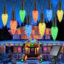 iBaycon Solar C6 Christmas Lights Outdoor, 48FT 100LED C6 Strawberry String Light, 8 Modes Solar Powered Lights String for Xmas Tree House Eaves Roof Christmas Holiday Decorations